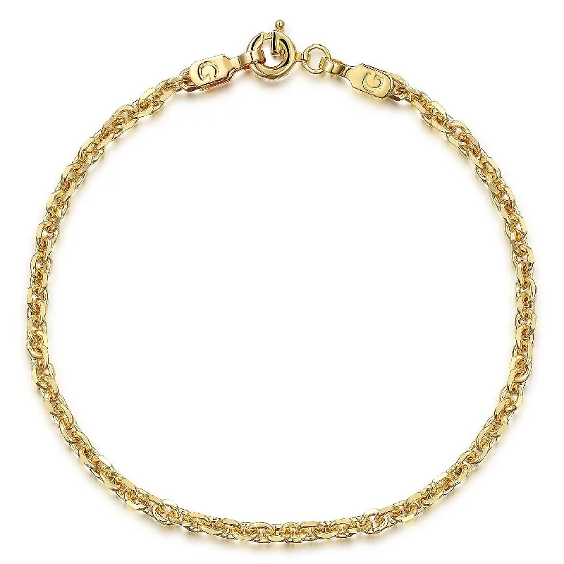 14K Yellow Cable Link Bracelet Size 7