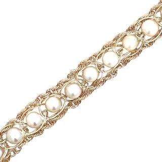 vintage filigree engagement ring 14K Yellow Gold Pearl Bracelet