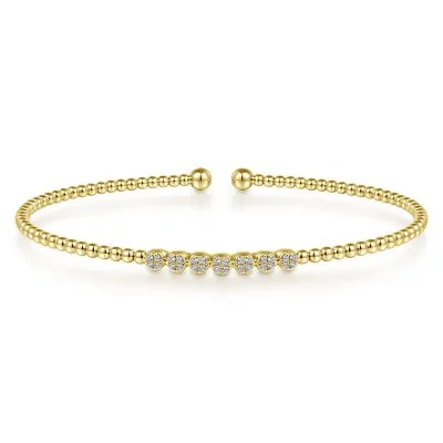 14K Yellow Natural Diamond Cuff Bracelet