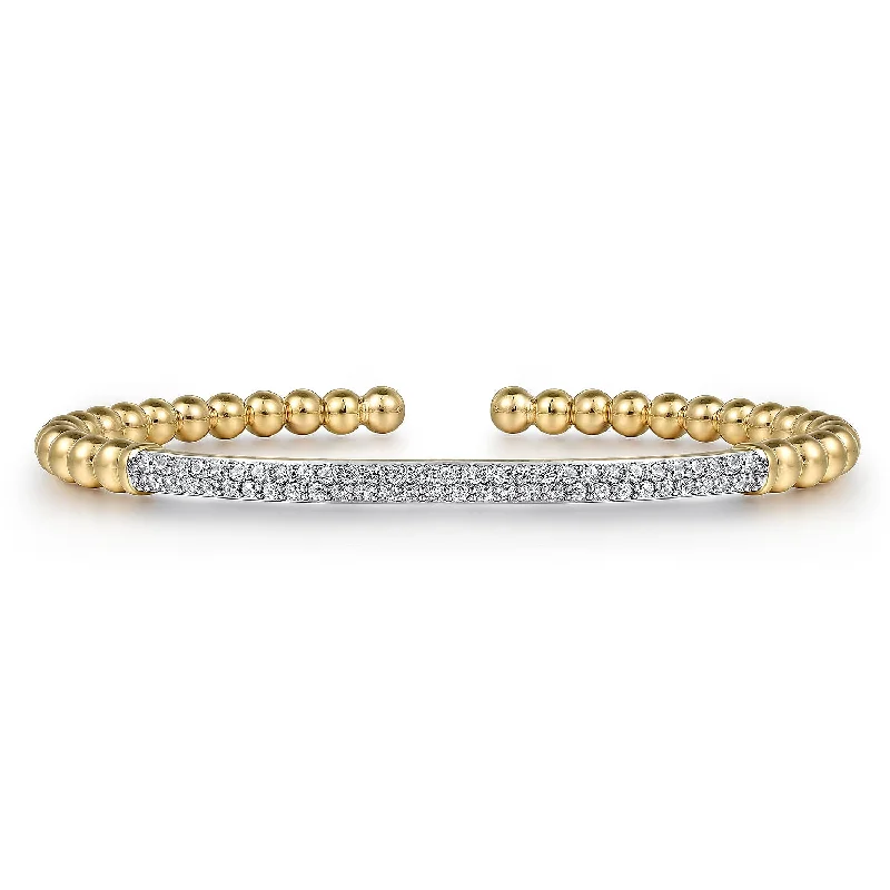 14K Yellow Natural Diamond Cuff Bracelet