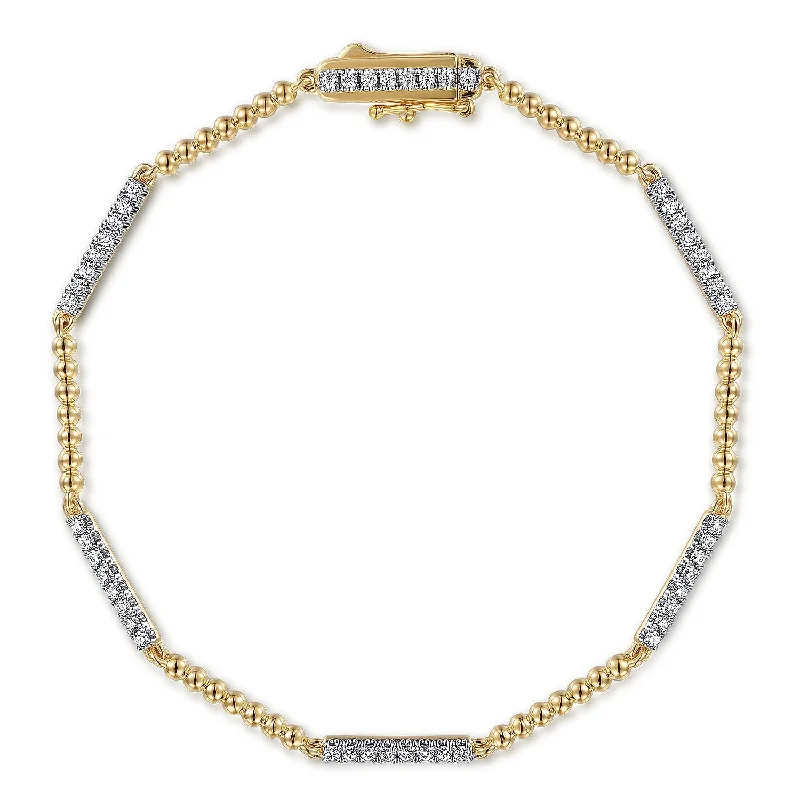 14K Yellow Natural Diamond Tennis Bracelet