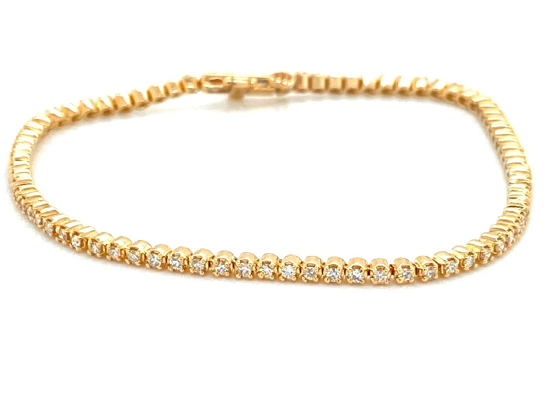 14K Yellow Natural Diamond Tennis Bracelet