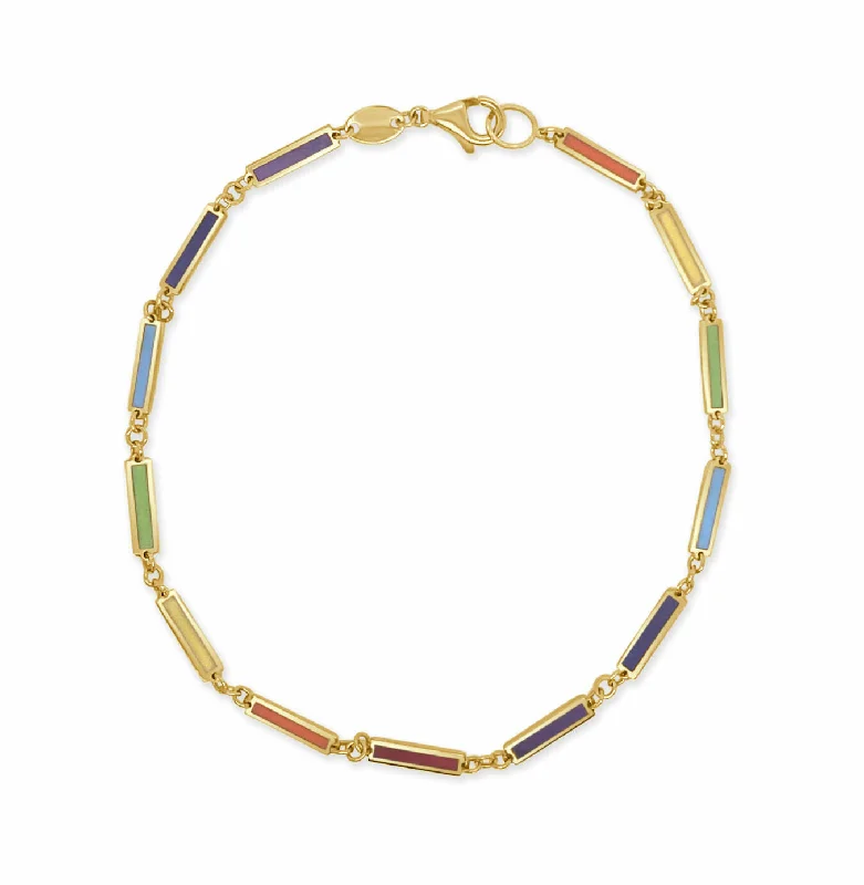 14K Yellow Rainbow Full Bar Bracelet