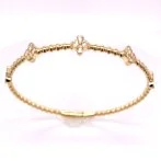 14K Yellow & White Natural Diamond Flxible Bangle Bracelet