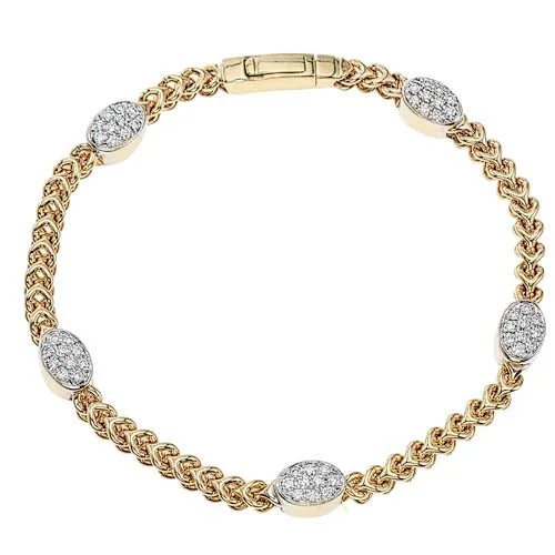 14K Yellow & White Natural Diamond Station Bracelet