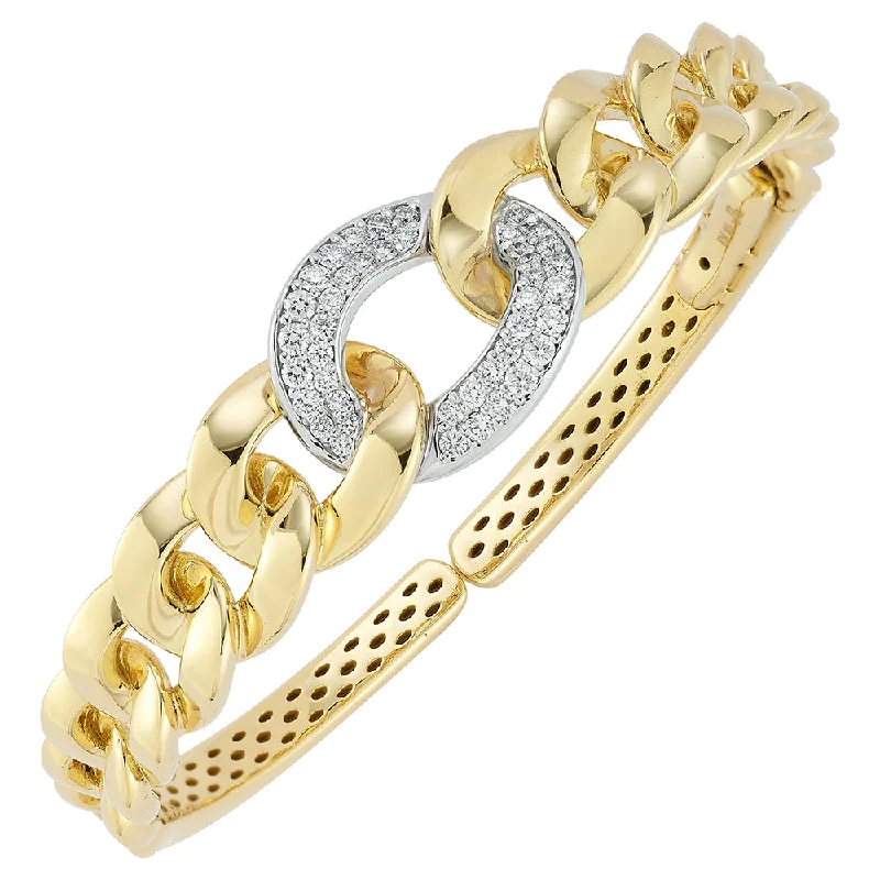 18K Yellow & White Natural Diamond Cuff Bracelet