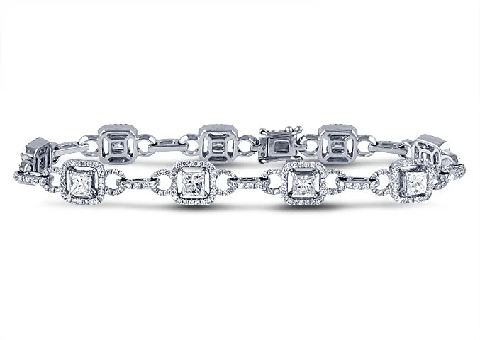 rose gold bezel ring 3.85ctw Princess Cut Diamond Line Bracelet