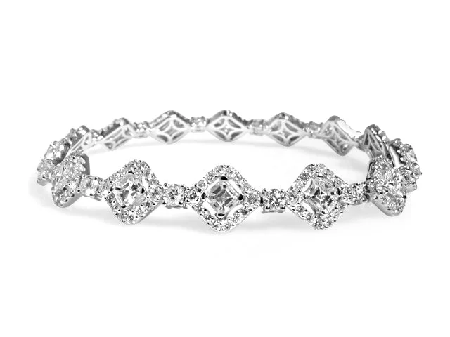 personalized engraved locket 7.94ctw Asscher Cut Diamond Link Bracelet
