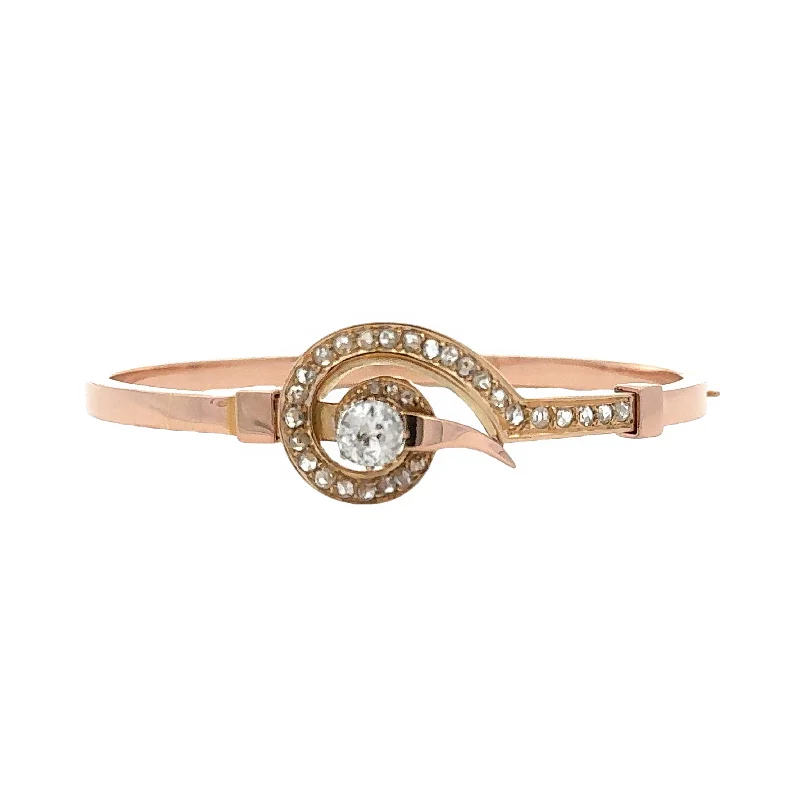 rose gold bezel ring Antique 18KR Diamond Bangle