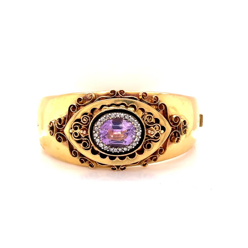 sterling silver angel wing pendant ANTIQUE AMETHYST BANGLE BRACELET