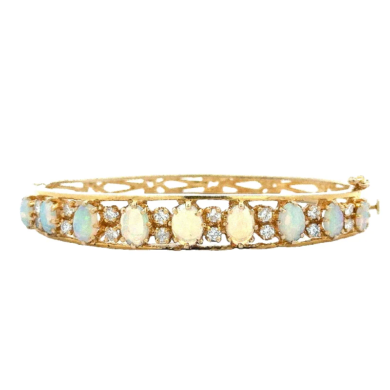 custom zodiac sign ring Antique Opal and DIamond Bangle