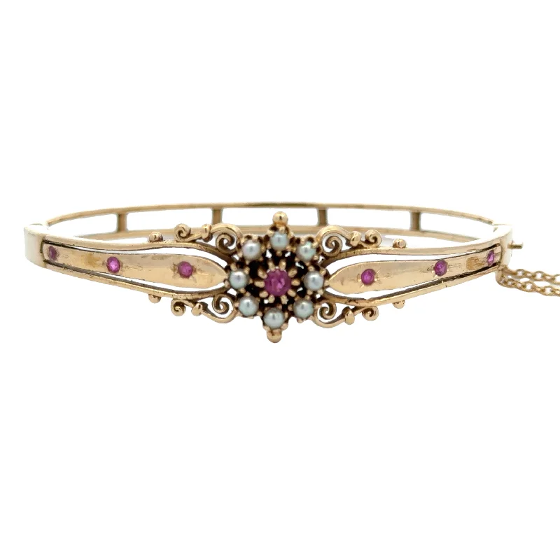 ethical lab-grown diamond ring Antique Pearl and Ruby Bangle