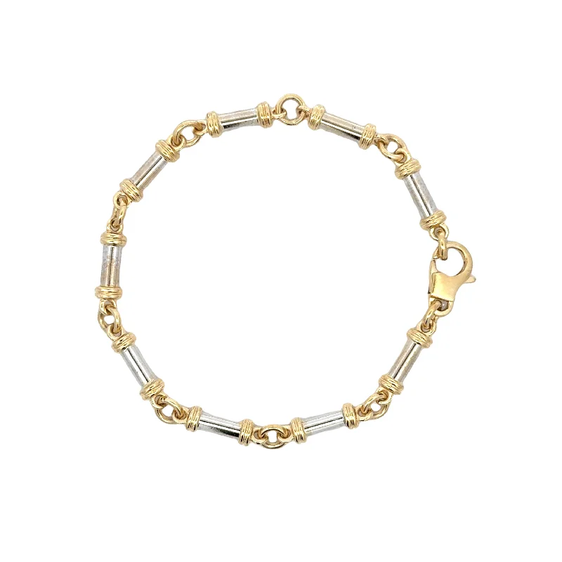 diamond wedding band for women Antique Two Tone Barrel Link Bracelet
