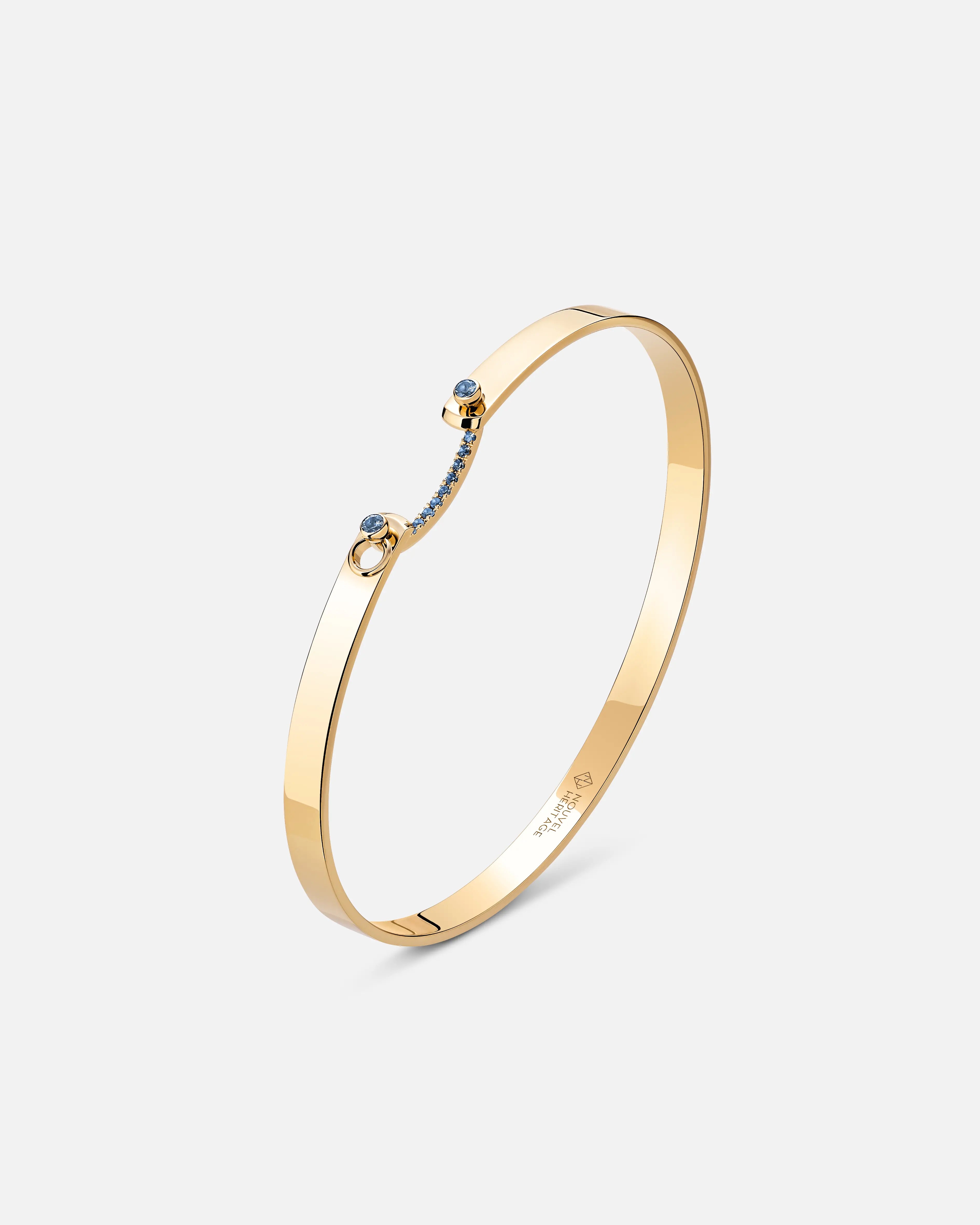 boho beaded statement necklace Baby Blue Mood Bangle in Yellow Gold