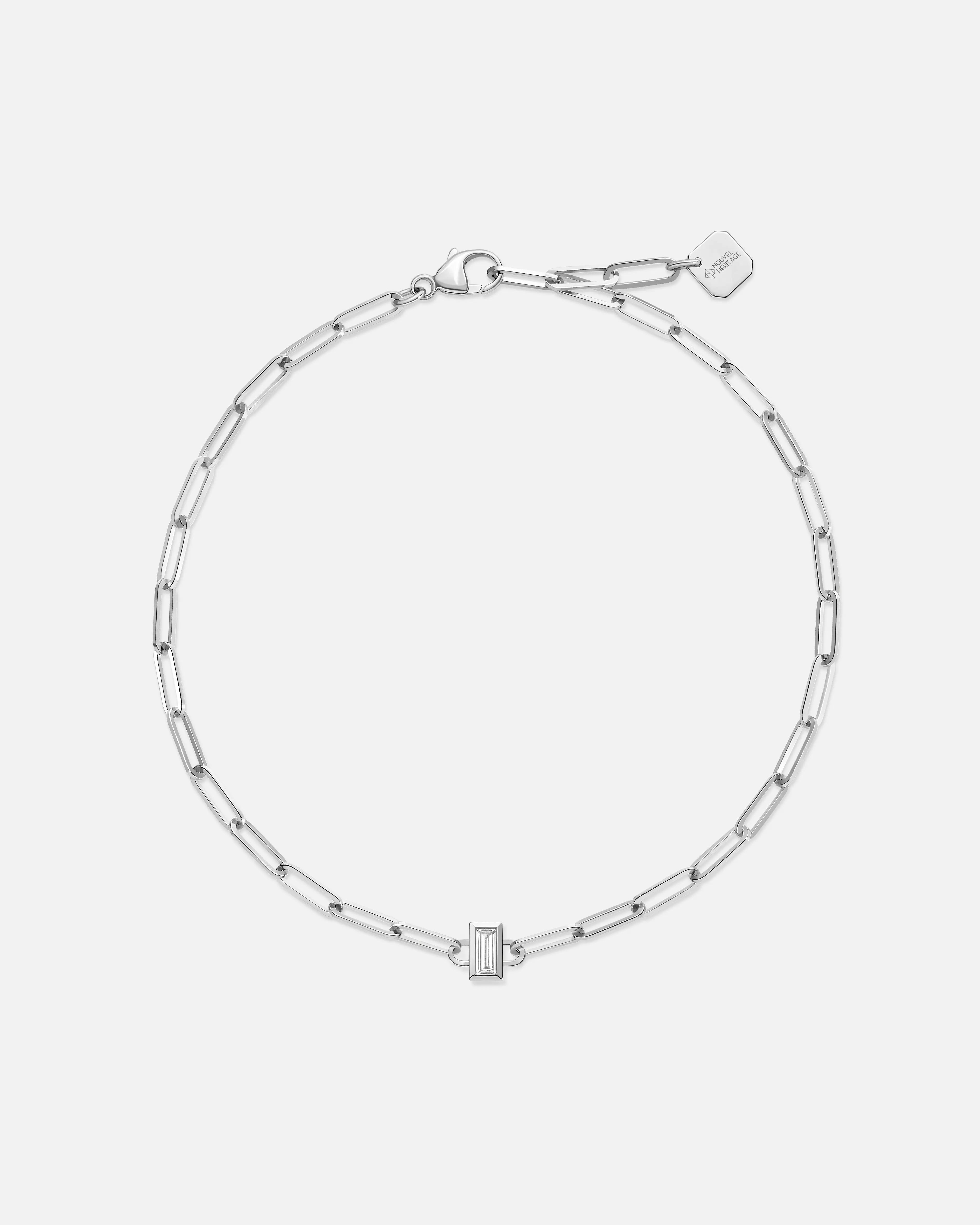 gold wedding band for men Baguette Classics Bracelet in White Gold