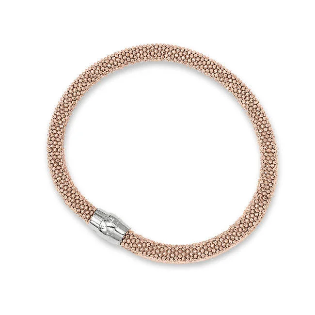 Woven Bracelet with Magnetic Closure, 8 Inches, Sterling with Rose Gold Finish