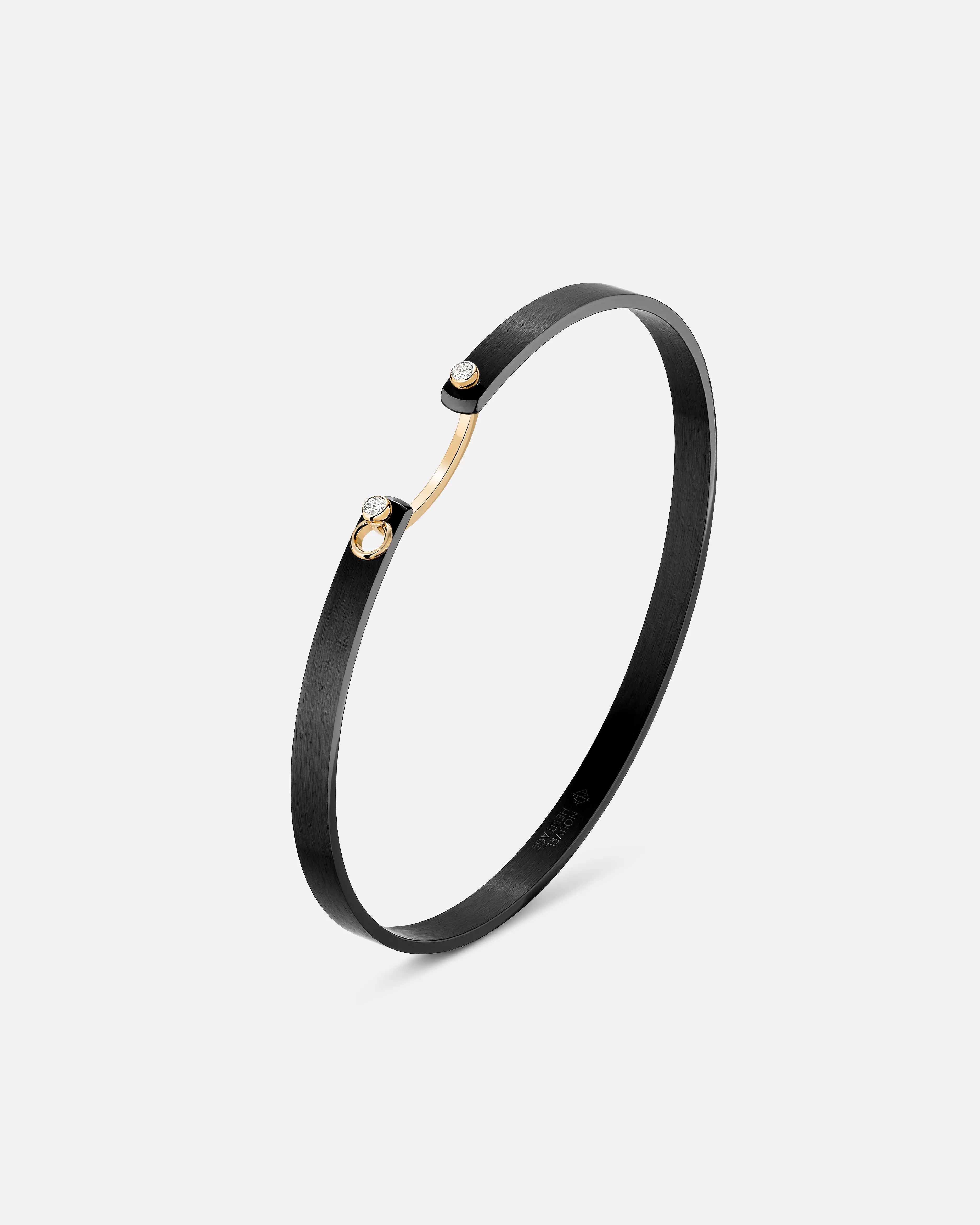 chunky gemstone cuff bracelet Midnight In Manhattan Mood Bangle in Yellow Gold
