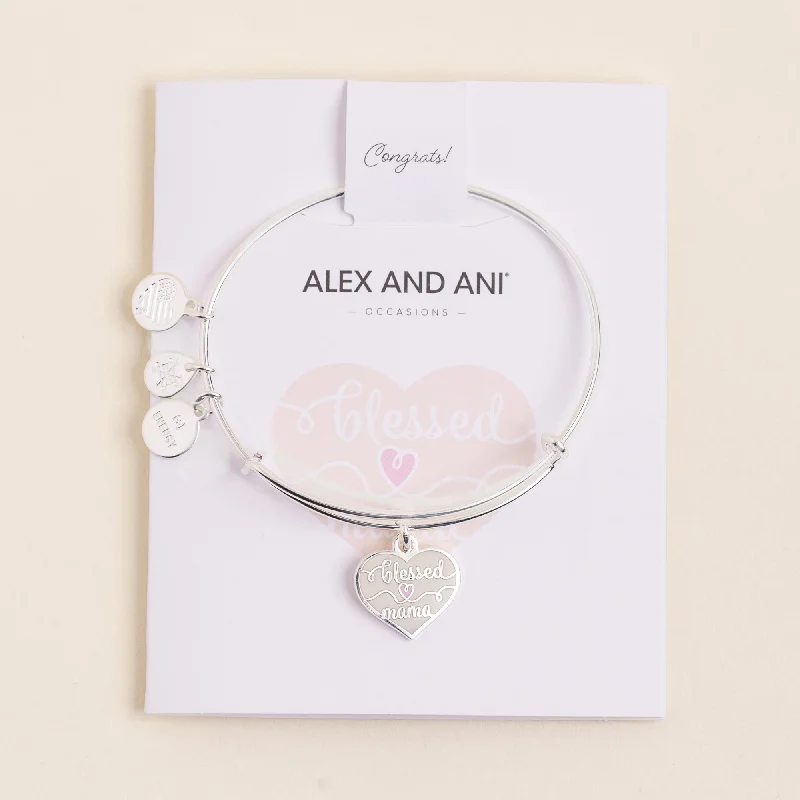 classic diamond solitaire earrings 'Blessed Mama' Charm Bangle