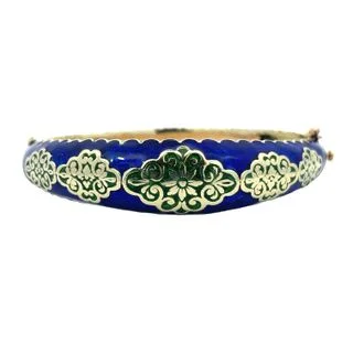 personalized photo locket necklace Blue and Green Enamel Bangle