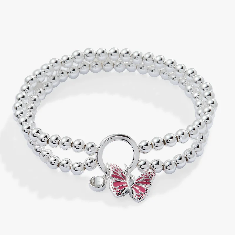 Breast Cancer Awareness Butterfly Stretch Bracelet