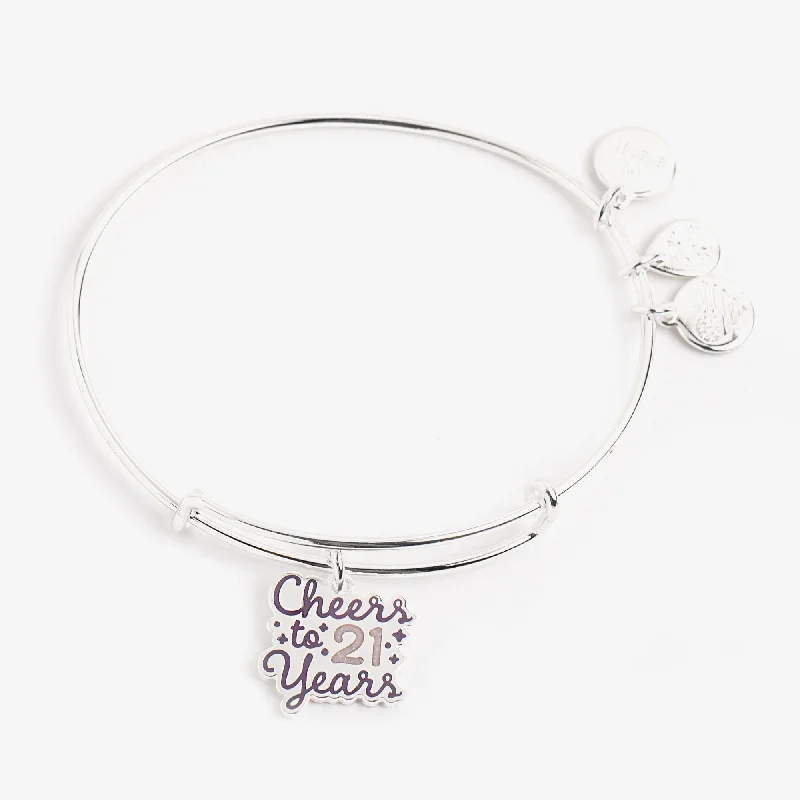 solid gold disc charm bracelet 'Cheers to 21 Years' Charm Bangle