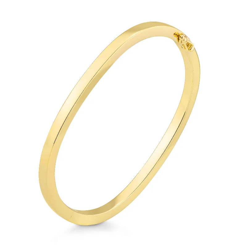 Classic Bangle Bracelet, Yellow Gold Plated Silver