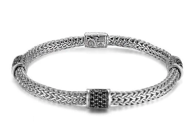 Sterling Silver Black Sapphire Icon Collection Bracelet