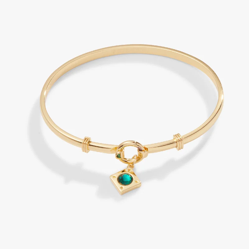 celestial moon and stars ring Crystal Charm Clip Bangle, Emerald
