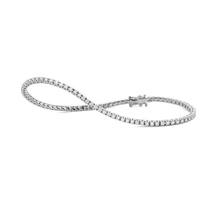 14K White Natural Diamond Tennis Bracelet