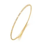 14K Yellow Natural Diamond Flxible Bangle Bracelet