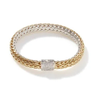 Sterling/18K Yellow & White Natural Diamond Icon Bracelet