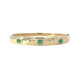 unique square diamond ring Diamond Halo Emerald Bangle