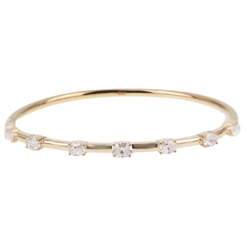gemstone stacking rings colorful Diamond Oval Bangle Bracelet