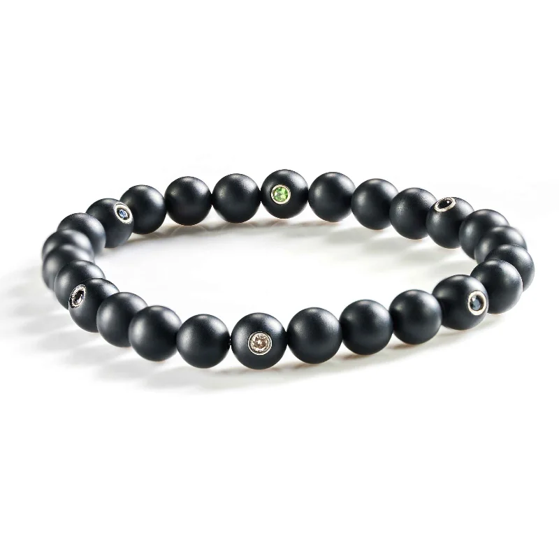 "Diamonds Do Good" Onyx Bracelet, 8 Inches