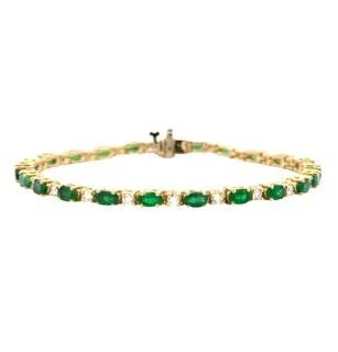 custom silver charm bracelet Emerald and Diamond Tennis Bracelet