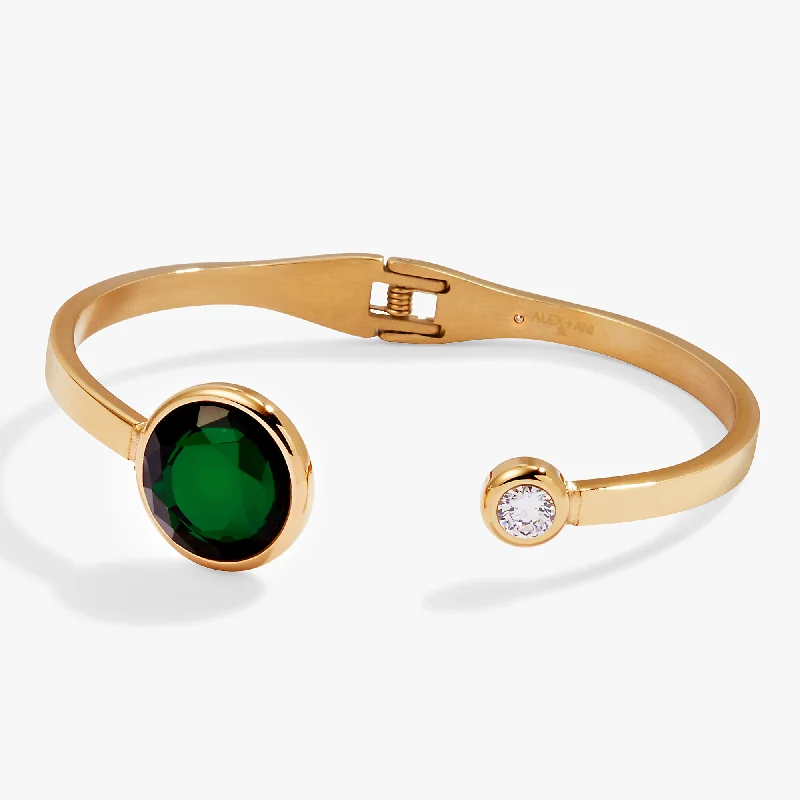 Emerald Crystal Hinge Cuff Bracelet