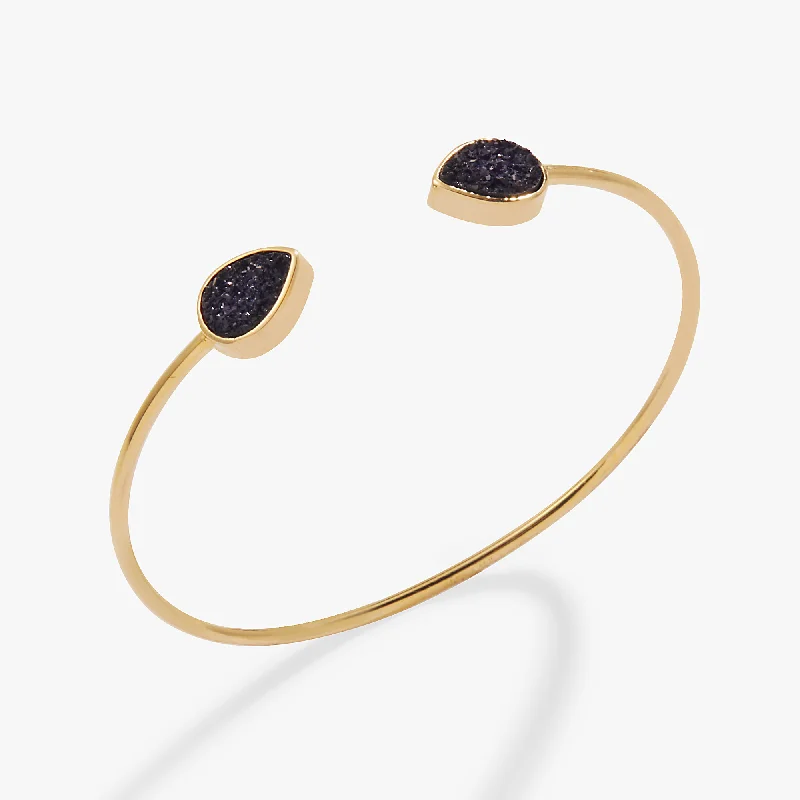 Glitter Druzy Flex Cuff Bracelet, Black