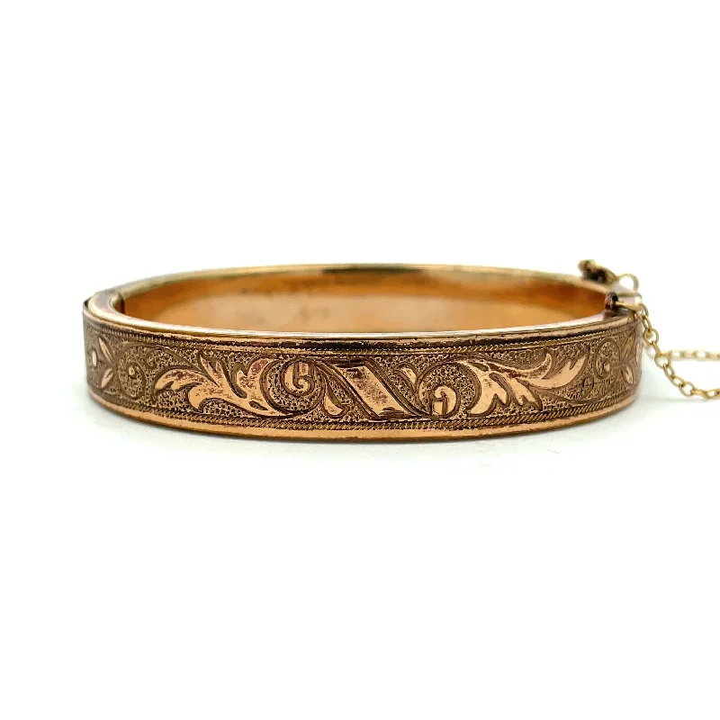 vintage-inspired moonstone necklace GOLD FILLED LEAF ENGRAVED BANGLE BRACELET