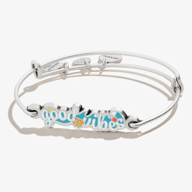 men’s engraved cuff bracelet 'Good Vibes' Inline Charm Bangle