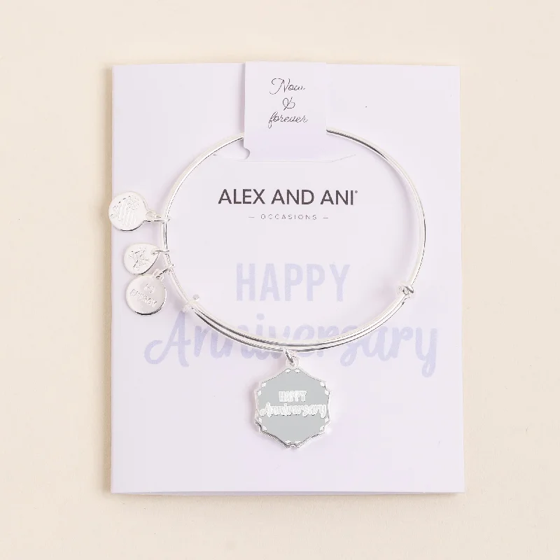 vintage floral engagement ring 'Happy Anniversary' Charm Bangle