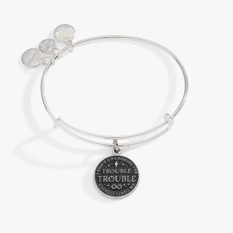 minimalist chain anklet gold Harry Potter™ 'I Don't Go Looking For Trouble, Trouble Usually Finds Me' Charm Bangle