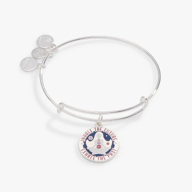 delicate pearl bracelet 'Inhale the Future' Charm Bangle Bracelet