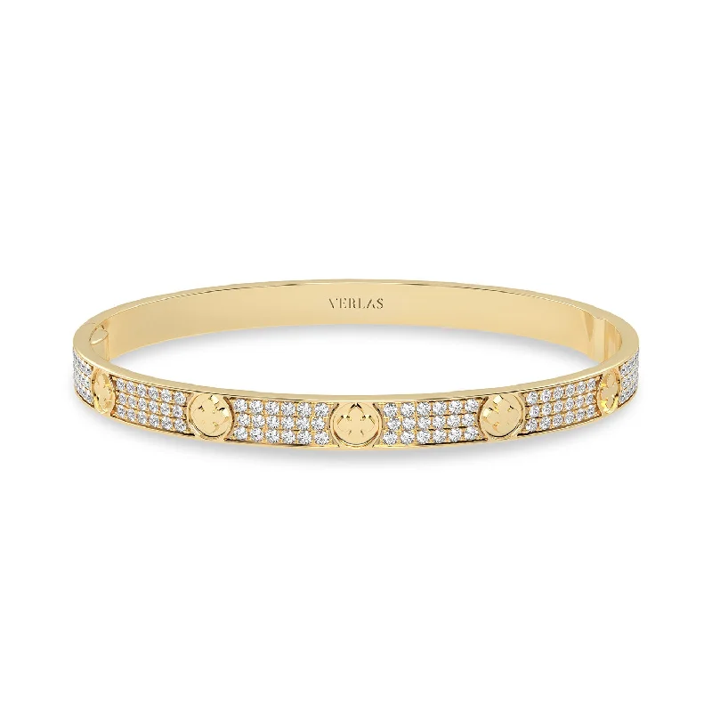 La Fleur 3-Diamond Rows Round Bangle