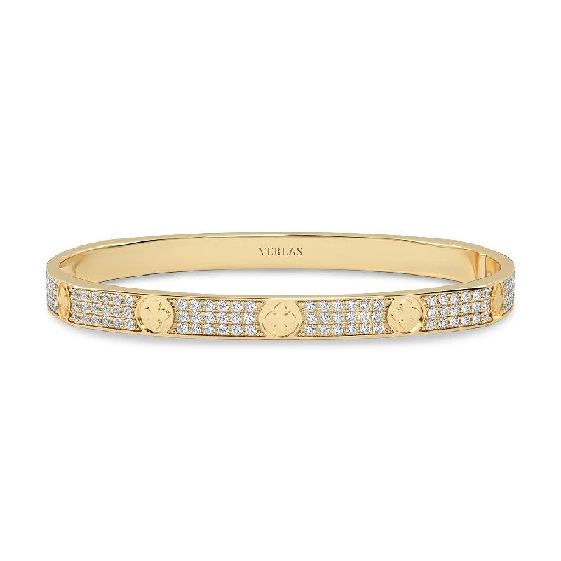 La Fleur 3-Diamond Rows Square Bangle