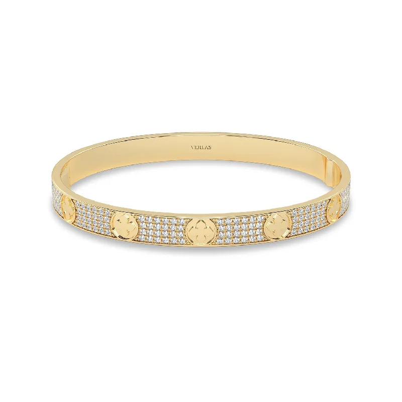 La Fleur 4-Diamond Rows Round Bangle