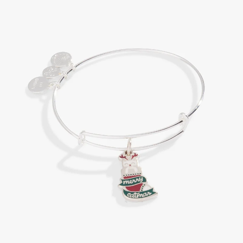 silver Celtic knot necklace 'Merry Catmas' Charm Bangle Bracelet