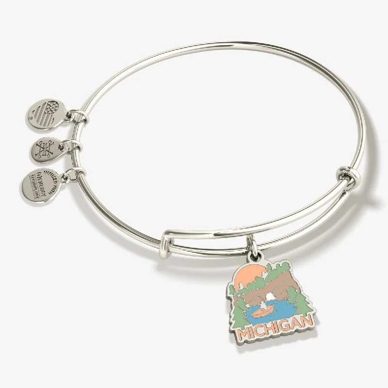 minimalist diamond stud earrings Michigan Charm Bangle Bracelet