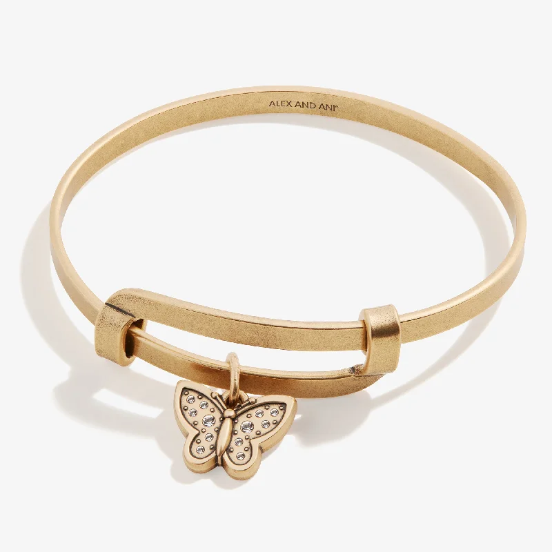 simple engraved wedding ring Motivation Butterfly Charm Bangle