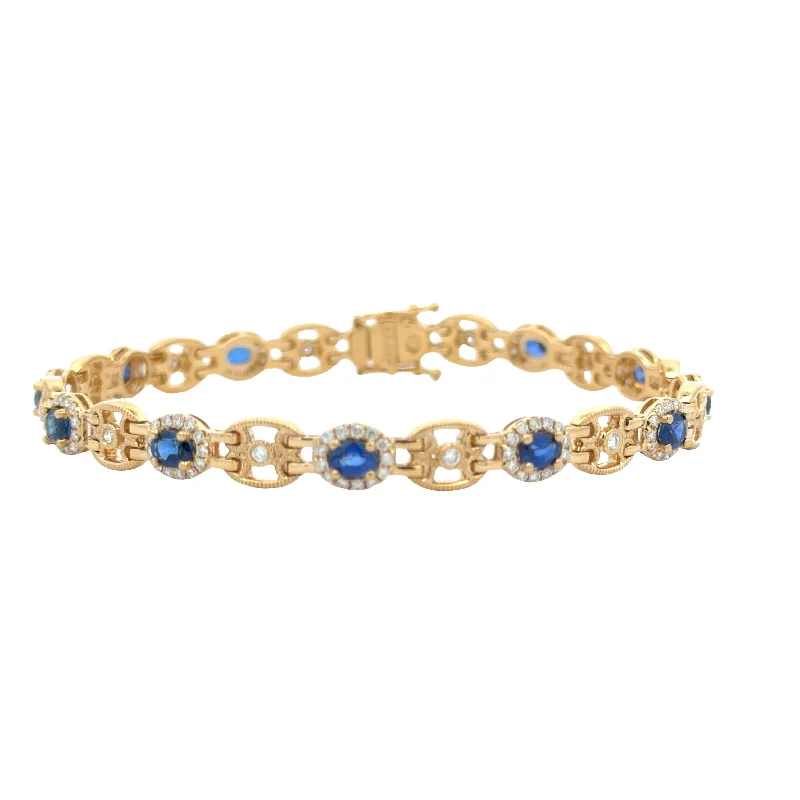 titanium spinner ring anxiety relief Oval Sapphire and Diamond Antique Bracelet