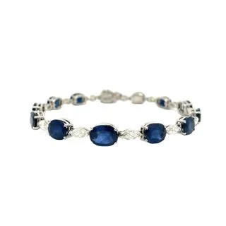 handmade leather ring OVAL SAPPHIRE AND DIAMOND BRACELET